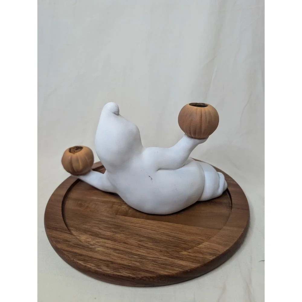 Vintage Halloween Ceramic Laying Ghost Candle Holder‎ Holiday Figurine